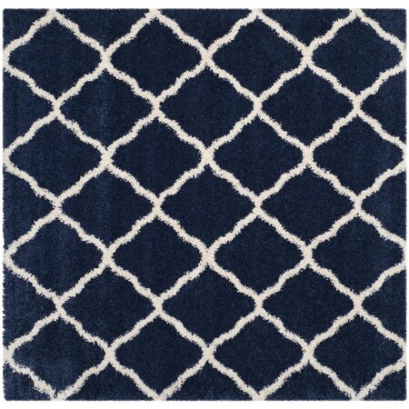 Safavieh 7 x 7 ft. Hudson Shag Power Loomed Square Area Rug, Navy and Ivory SGH283C-7SQ